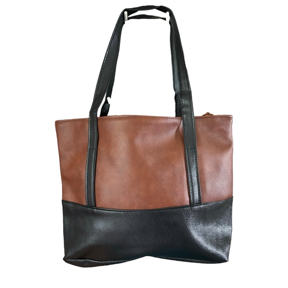 Classic Neutral Color Block Fashion Tote Bag - Picture 3 of 9
